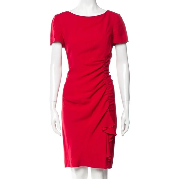 Vintage Moschino red sheath dress with ruffle detail - size Medium (M) - Picture 2 of 11
